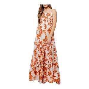 Free People Women's Garden Party Maxi Dress In Ivory Orange Floral Print Size XS